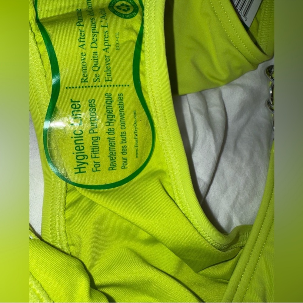 NWT Michael Kors neon Limeade Triangle chains String Bikini Top M Bottom L - Picture 12 of 15